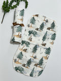 Baby swaddle muslin gauze Blanket extra large 41” size with matching burp cloth, baby gift set, woodland, sage vines, solid boho colors