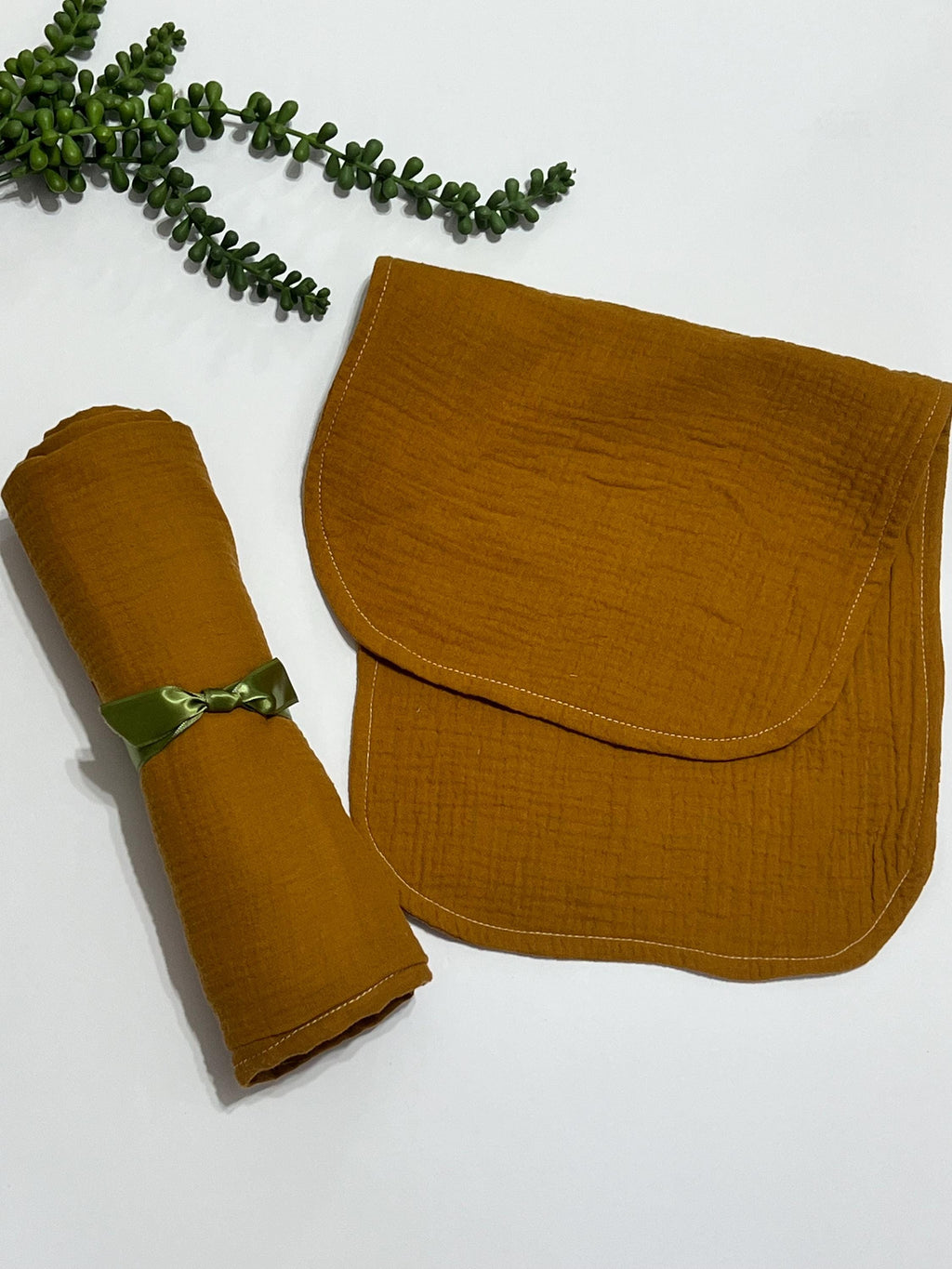 Baby swaddle muslin gauze Blanket extra large 41” size with matching burp cloth, baby gift set, woodland, sage vines, solid boho colors