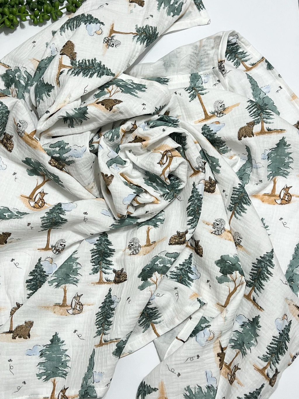 Baby swaddle muslin gauze Blanket extra large 41” size with matching burp cloth, baby gift set, woodland, sage vines, solid boho colors