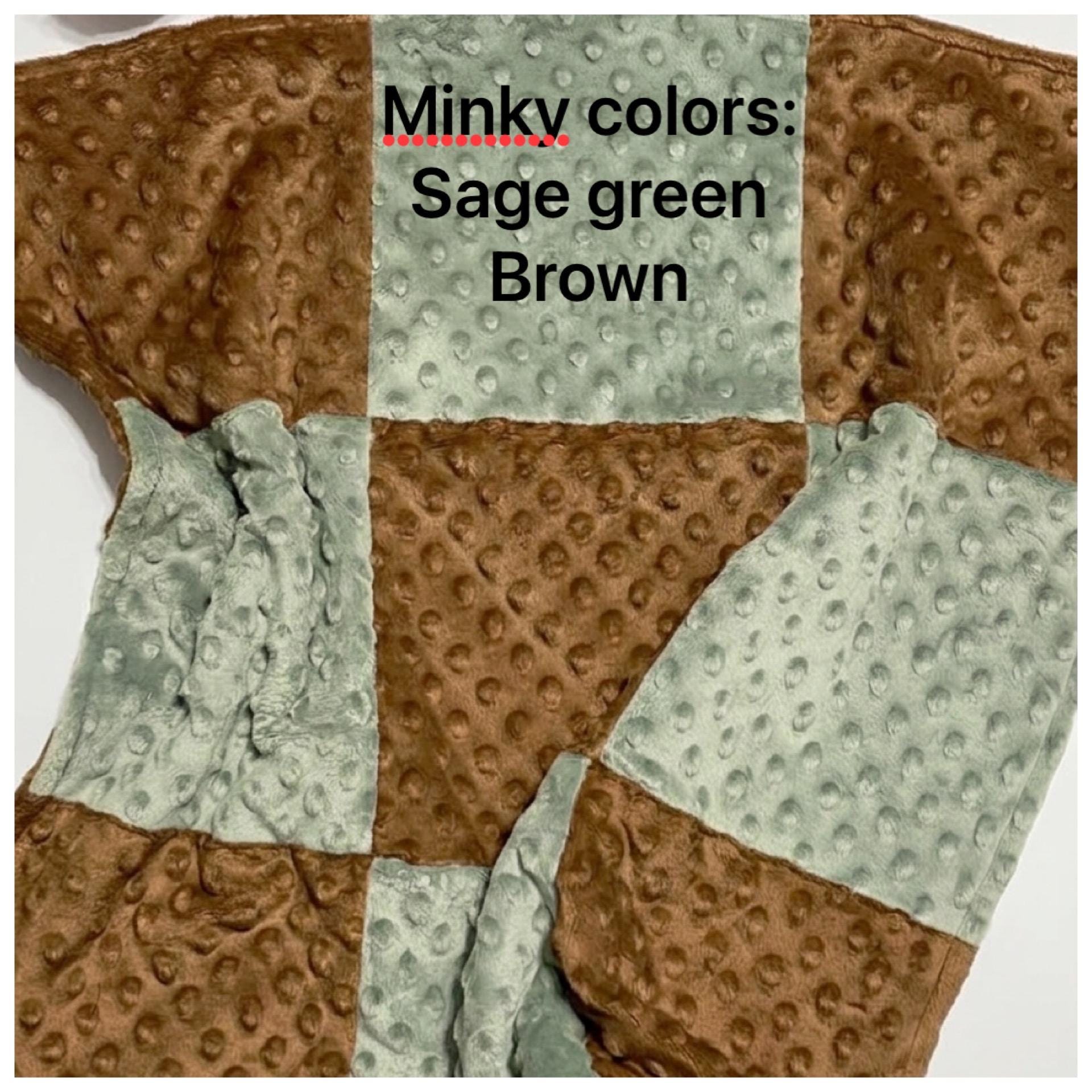 Mini 22” blanket lovey in double sided minky, coordinating 9 patch minky squares in two colors, personalized option, soft, soothing, calming
