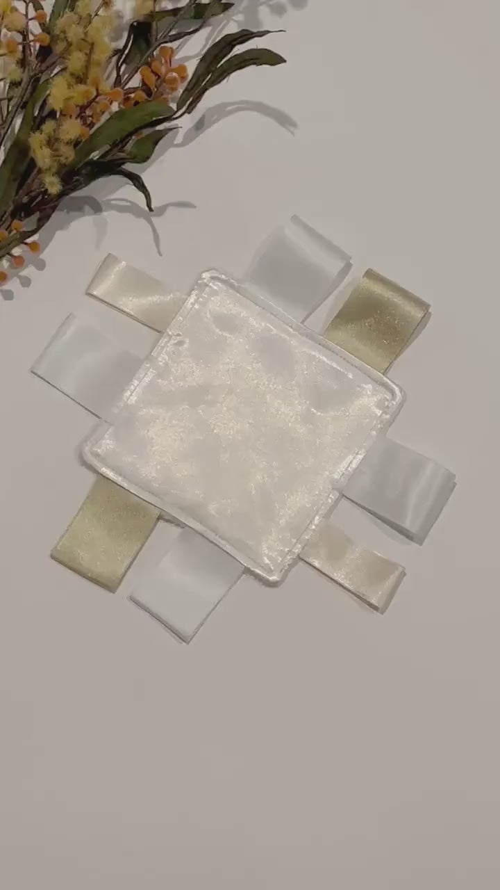 Pocket Size Sensory Lovey 5" size made from Satin & Minky or Luxe Fur with Ribbon Tags for Comfort and Sensory calming or Toy for Kids through Adults