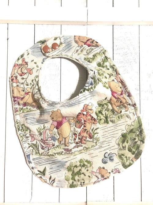 Baby toddler bib made from Winnie the Pooh fabric |Reversible bib | gender neutral | Cotton and Minky | baby shower gift | infant baby