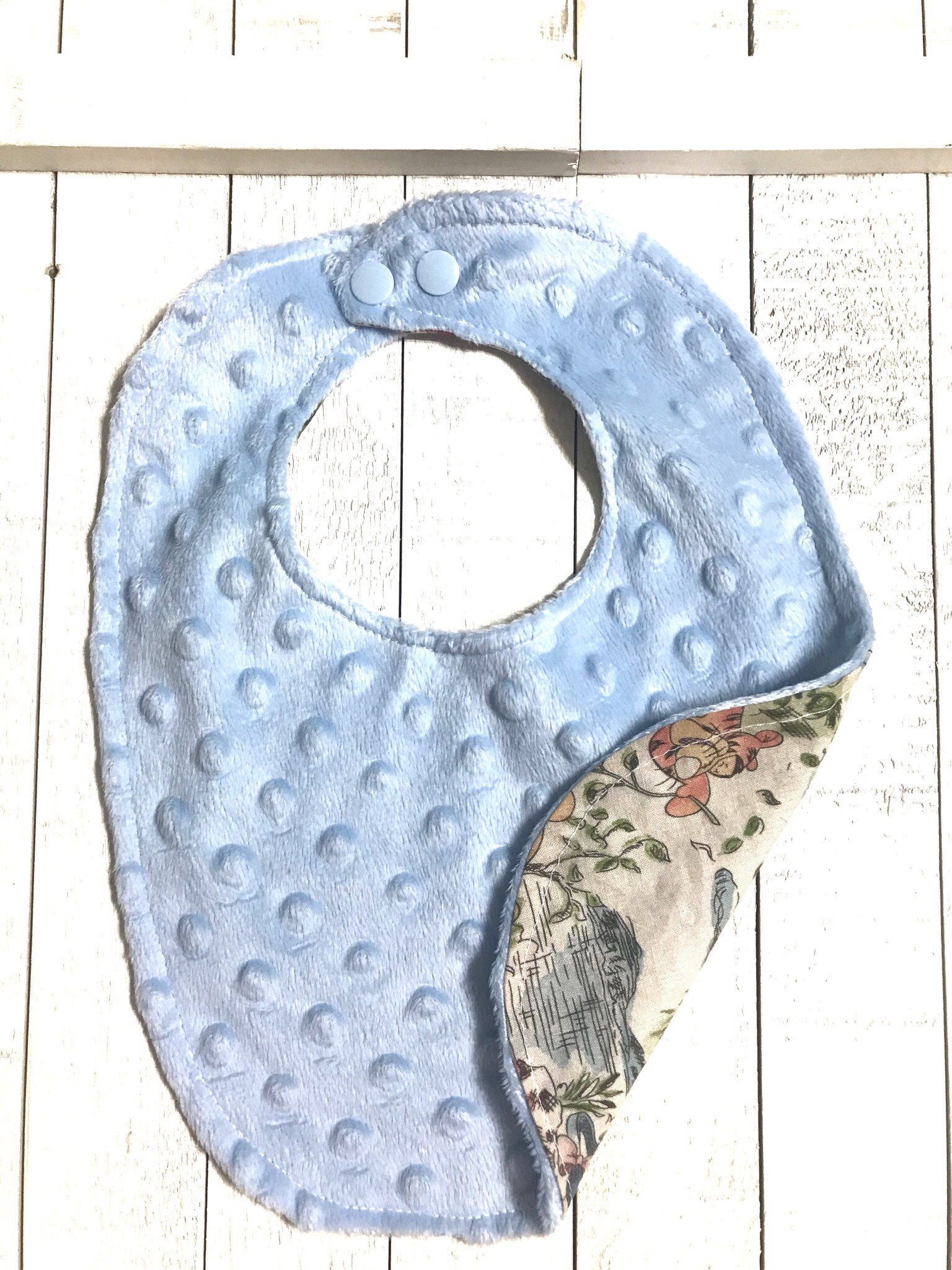 Baby toddler bib made from Winnie the Pooh fabric | Choose One | Reversible bib | gender neutral | Cotton and Minky | baby shower gift