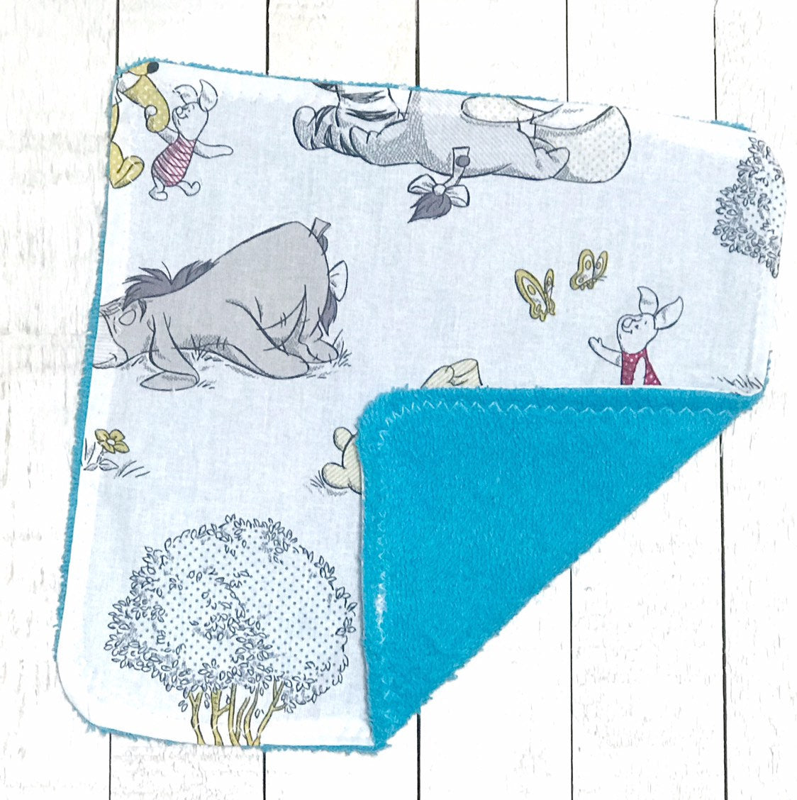 Baby toddler wash cloths | made from Winnie the Pooh fabric| gender neutral | Cotton and terry cloth | baby shower gift | set of 3 | choices