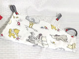 Pacifier lovey blanket made from Winnie the Pooh fabric ~ snap taggie sensory lovey ~ nap night time ~ Cotton minky ~ baby shower 15"