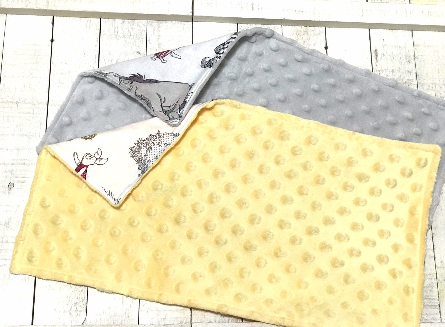 Baby burp cloth set of 2 made from cotton Winnie the Pooh fabric with minky back for boy or girl, shower gift