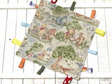 Sensory Blanket lovey made from Winnie the Pooh Day in the Park fabric ~ can personalize ~ sensory ~ Cotton minky ~ baby shower ~ add crinkle