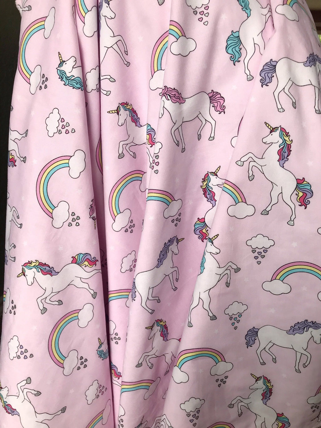 Baby crib Blanket | unicorns and rainbows fabric ~ baby girl pink blanket ~ Cotton minky ~ baby gift ~ 36" infant baby shower gift