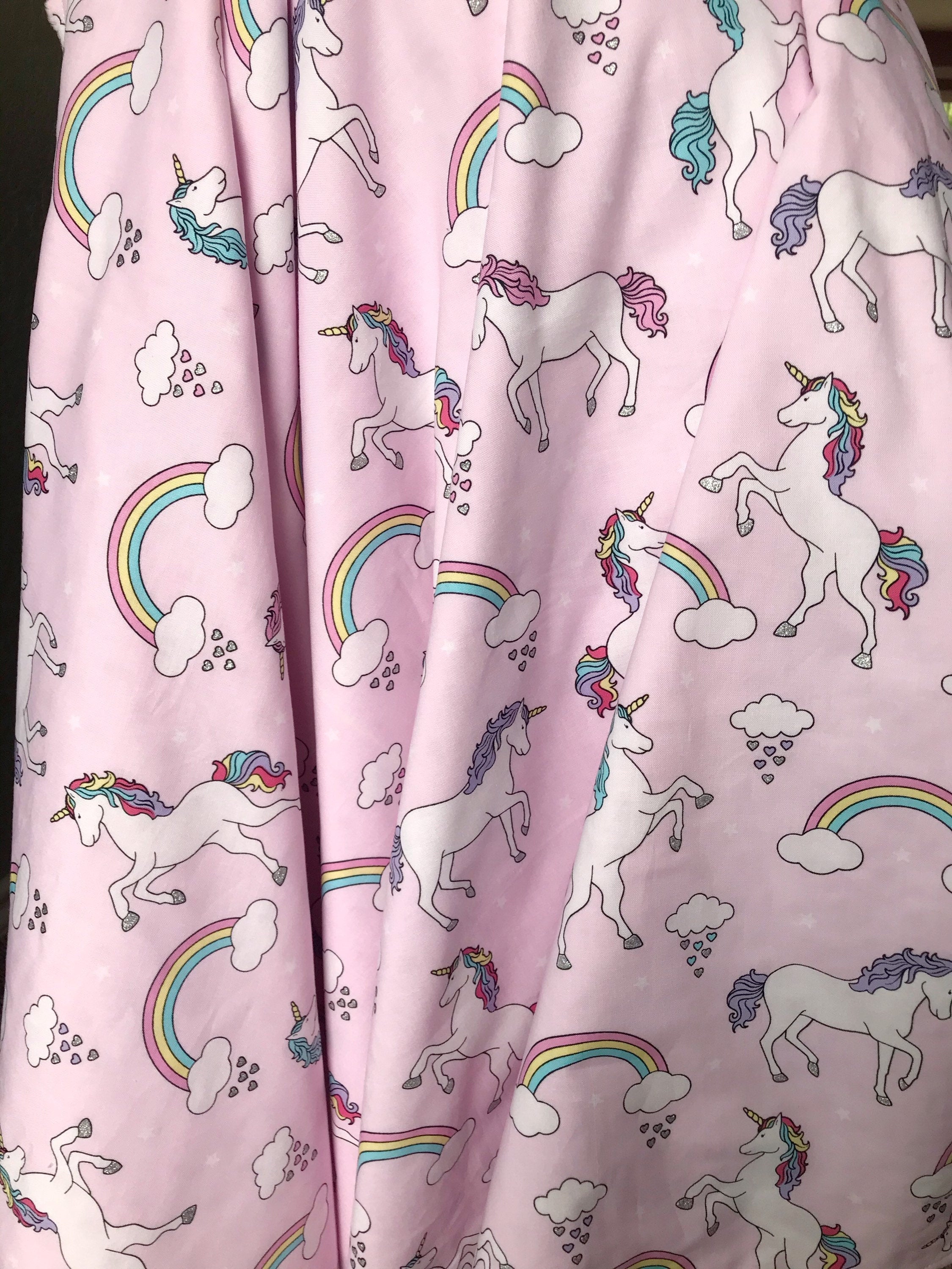 Baby crib Blanket | unicorns and rainbows fabric ~ baby girl pink blanket ~ Cotton minky ~ baby gift ~ 36" infant baby shower gift