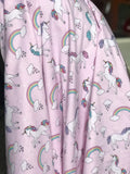 Baby crib Blanket | unicorns and rainbows fabric ~ baby girl pink blanket ~ Cotton minky ~ baby gift ~ 36" infant baby shower gift