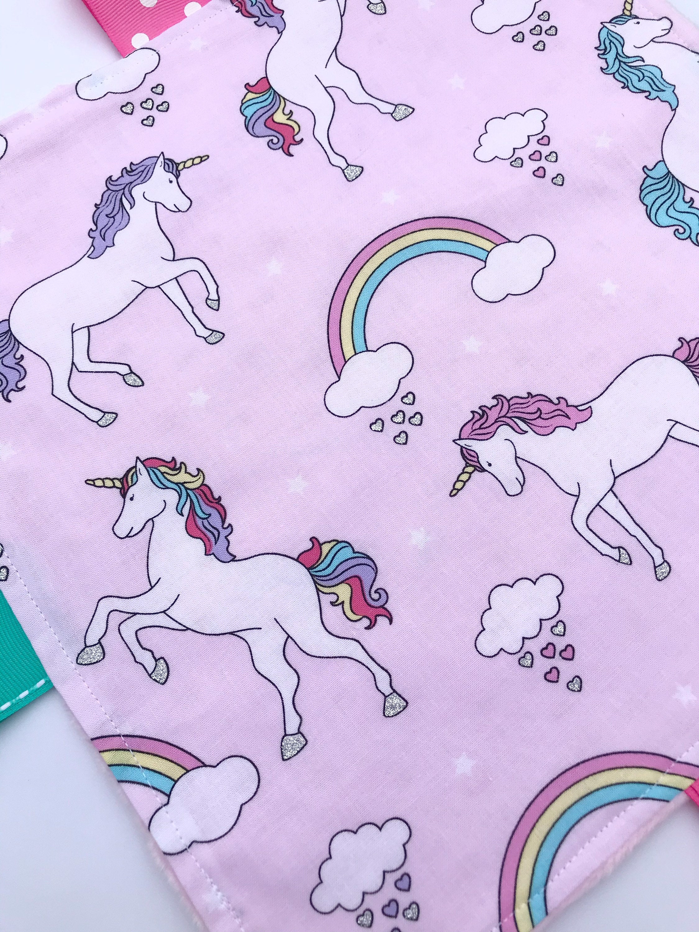 Unicorns Baby girl Baby sensory lovey | crinkle option | pink fabric | can personalize | baby shower gift | choose minky
