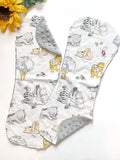 Newborn or Baby toddler Bib & burp cloth made from Winnie the Pooh fabric | gender neutral in Cotton and Minky,  baby shower gift bundle