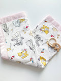 Baby crib quilt Blanket made from Winnie the Pooh fabric ~ baby girl nursery bedding ~ Cotton ~ satin binding - baby gift ~ personalize