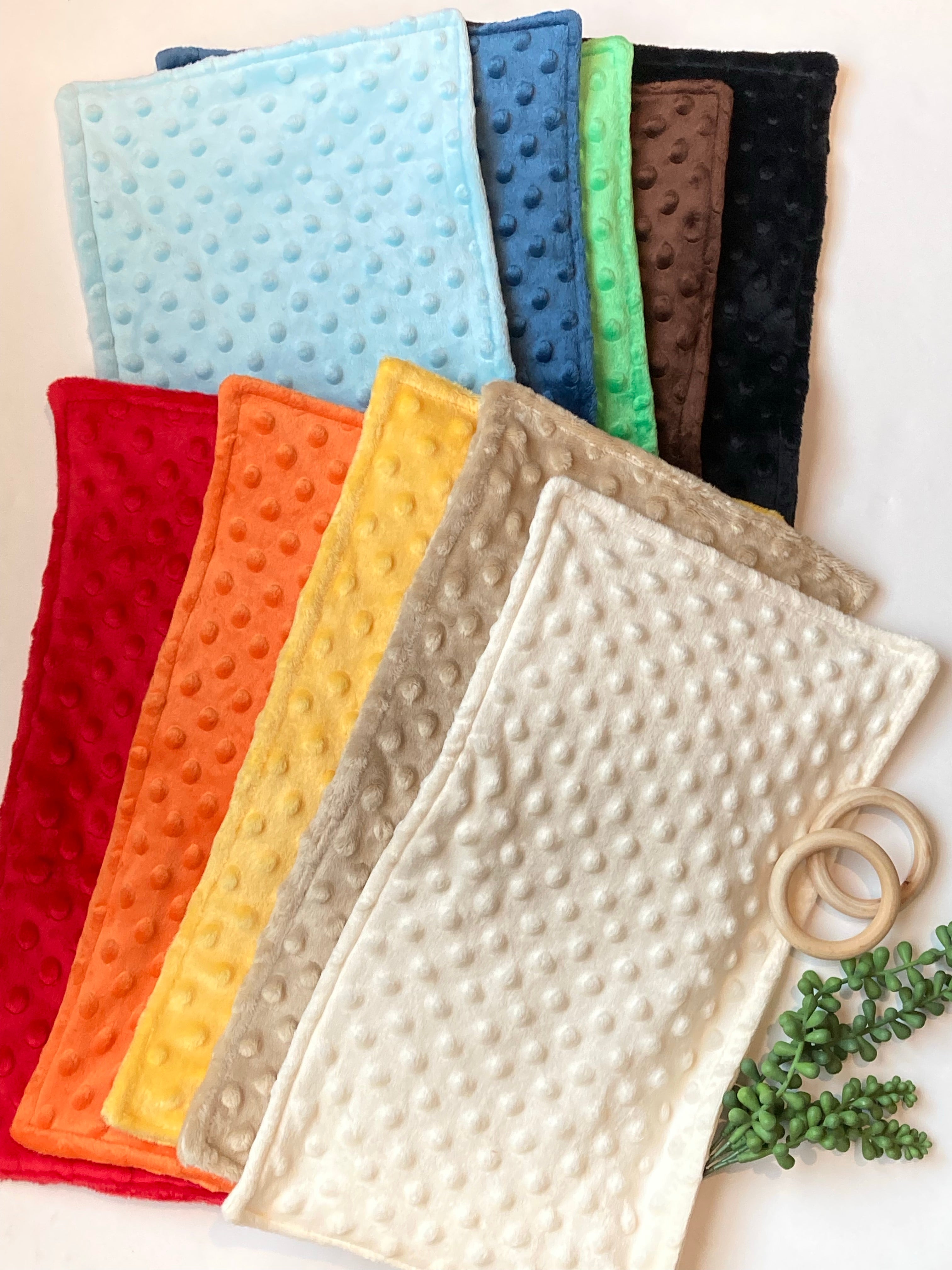 Minky baby Bib & burp cloth bundle, solid colors to choose, soft, padded, absorbent baby shower gift