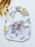 Newborn or Baby toddler Bib & burp cloth made from Winnie the Pooh fabric | gender neutral in Cotton and Minky,  baby shower gift bundle