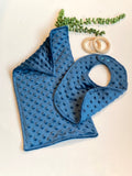 Minky baby Bib & burp cloth bundle, solid colors to choose, soft, padded, absorbent baby shower gift