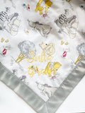 Winnie the Pooh Baby crib Blanket ~ gender neutral blanket ~ Cotton ~ satin binding - baby gift ~ personalize ~ gray dot backing