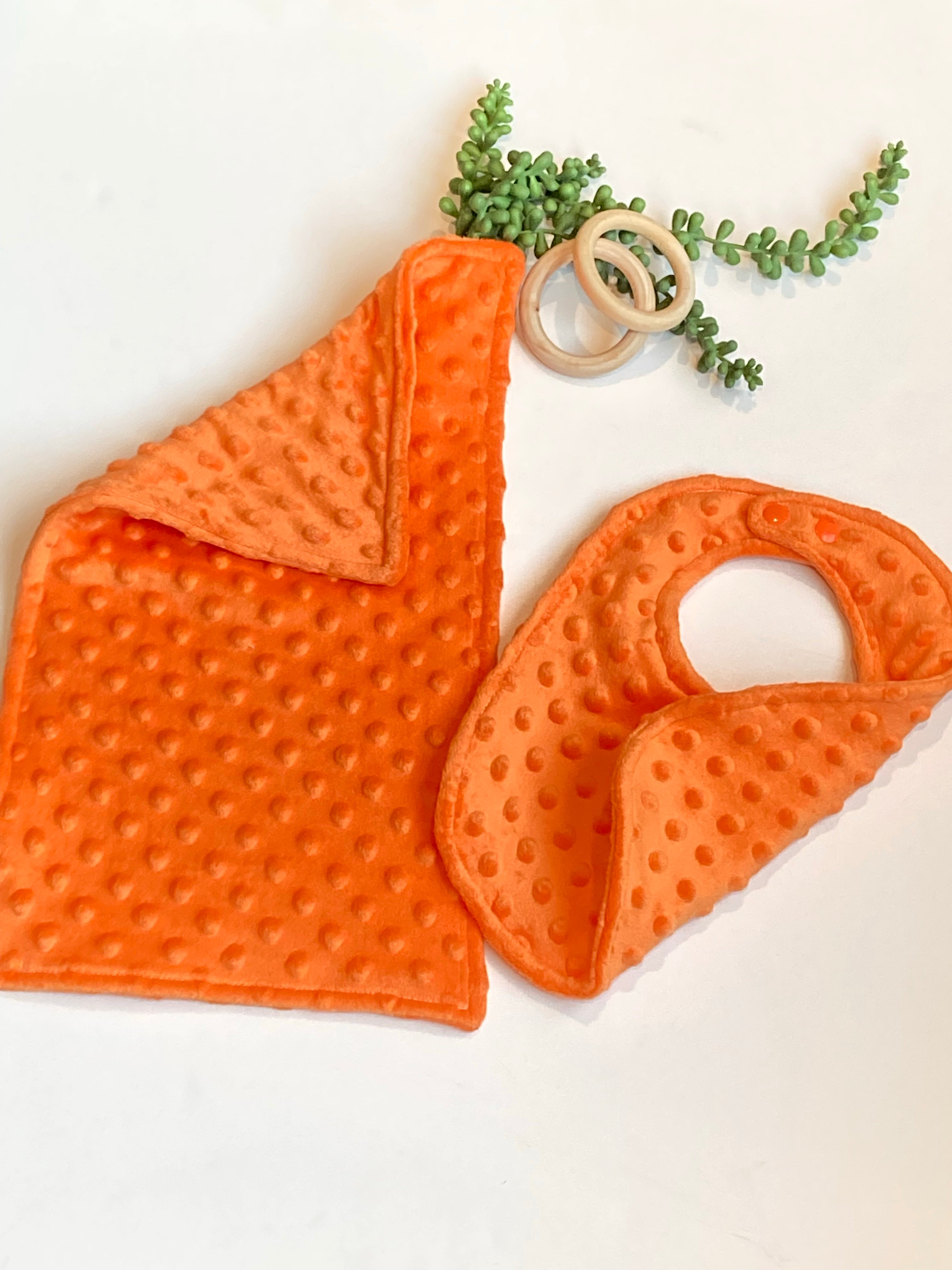 Minky baby Bib & burp cloth bundle, solid colors to choose, soft, padded, absorbent baby shower gift
