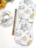 Newborn or Baby toddler Bib & burp cloth made from Winnie the Pooh fabric | gender neutral in Cotton and Minky,  baby shower gift bundle