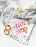 Winnie the Pooh Baby crib Blanket ~ gender neutral blanket ~ Cotton ~ satin binding - baby gift ~ personalize ~ gray dot backing