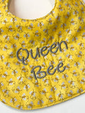 Queen Bee Baby toddler fashion bib, bee reversible Cotton, absorbable baby girl or boy shower gift, adjustable snaps