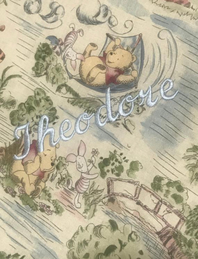 Personalized minky baby blanket, Winnie the Pooh girl or boy blanket with Cotton minky, baby shower gift, Pooh Bear nursery bedding
