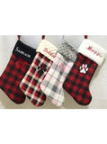 Pet Christmas stocking | personalize | buffalo plaid |embroidered | dog cat | minky cuff | fully lined stocking | flannel | 16.5" | plaid