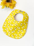 Queen Bee Baby toddler fashion bib, bee reversible Cotton, absorbable baby girl or boy shower gift, adjustable snaps